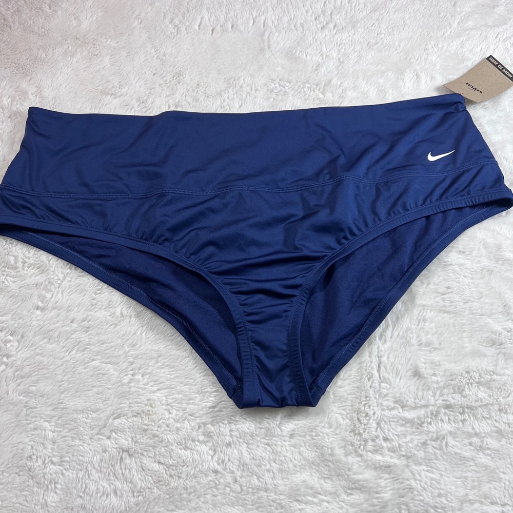 Nike Women's Swim High Waist Bikini Bottoms Navy Blue NESSA276 Plus Size 3X NEW - Picture 3 of 14